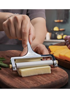 Buy Cheese Slicer Stainless Steel Wire Cheese Slicer With 3 Extra Wires Great for Cheddar, Gruyere, Raclette, Mozzarella Cheese Block, Adjustable Thickness - Wire Cheese Slicer in Saudi Arabia