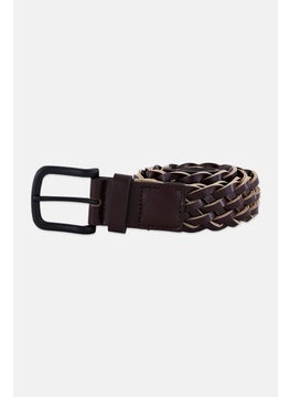 Buy Men Leather Buckle Belt, Maroon in UAE