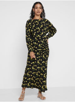 Buy Floral Print Puff Sleeve Dress in Saudi Arabia