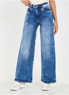 اشتري Acid Wash Wide Leg Denim Jeans في السعودية