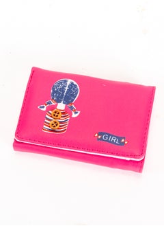 Buy Leather Flip Wallet & Card Holder with 9 Pockets and Zipped Pocket Girl Fuchia in Egypt