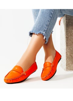 Buy High Quality Leather Flat Ballerina-ORANGE in Egypt