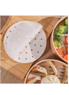 Buy Round Parchment Paper, 100 Pieces 8 Inch Disposable White Air Fryer Liners Kitchen Accessories for Steam Basket Oven Cooking Cake Bread Baking in UAE