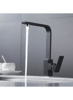 Buy Sink Water Faucet, Water-Tap Faucet Black Square Brass Kitchen Faucet Single Lever 360 Degrees Rotation Mixer Tap Basin Water Crane Tap for Kitchen Bathroom Tap in Saudi Arabia