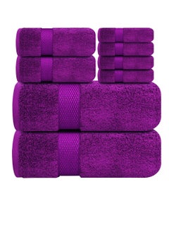 اشتري Premium Purple Bath Towels Set - [Pack of 8] 100% Cotton Highly Absorbent 2 Bath Towels, 2 Hand Towels and 4 Washcloths - Luxury Hotel & Spa Quality Bath Towels for Bathroom by Infinitee Xclusives في الامارات