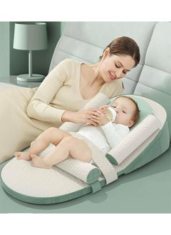 Buy Baby Lounger, Baby Wedge Pillow,Travel Bed, Baby Nest Ultra Soft, Anti Reflux Pillow, 0-30° Height Adjustable Relieves Vomiting Milk, Intestinal Colic, Side Rails (Green) in Saudi Arabia