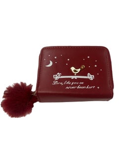 Buy Modern Portable Practical Leather Wallet with Credit Card and ID Card Holder for Women RED in Saudi Arabia