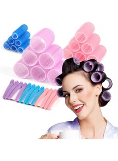 اشتري 30Pcs Hair Rollers Set with 12 Duckbill Clips, DIY Salon Style Hair Dressing Curlers to fulfil your styling needs في الامارات
