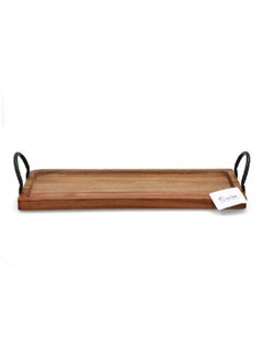 Buy Rectangular Acacia Serving Tray with Handle Brown 55 x 20 cm AW18-X093 in Saudi Arabia