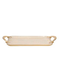 Buy Rabiya Rectangular Large Tray, Gold - 47x24 cm in UAE