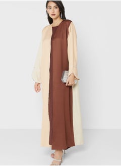 Buy Embellished Contrast Detail Abaya in UAE