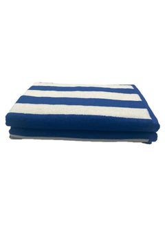 اشتري Petunia (Royal Blue - White) Luxury Pool Towel (90 x 180 Cm -Set of 2) 100% Cotton, Highly Absorbent and Quick dry, Classic Hotel and Spa Quality Beach Towel -550 Gsm في الامارات