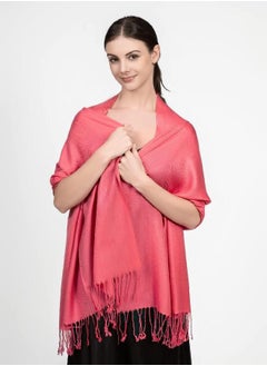 اشتري Achillea Large Soft Silky Pashmina Shawl Wrap Scarf in Solid Colors (Coral Pink) في الامارات