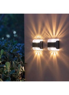 اشتري Solar Light Outdoor LED 4-Pack Garden Fences Yard Patio Balcony Greenhouse Decoration Night Lights Waterproof Garden Solar Wall Lamp Warm في الامارات