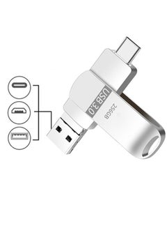 Buy 4 in 1 Portable U Disk 3.0 USB Flash Drive 256GB Silver in Saudi Arabia