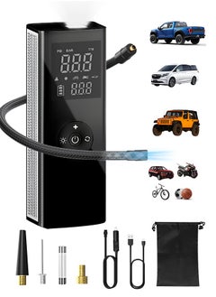 اشتري Air Compressor Portable Tyre Inflator,25mm Cylinder Electric Tire Inflator with 7800mAh Battery/Digital Display/LED Light,150PSI Strong Cordless Air Pump for Truck,RV, pickup Trucks,Motorcycle,Ball في الامارات