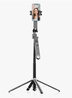 Buy Selfie Stick Pro X with 360° AI Smart Tracking / Dual Detachable Lights & 4 Leg Tripod / Bluetooth Version 5.2 / Stable Quad-Base - Black in UAE