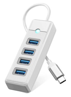 اشتري USB C Hub 4 Ports 3.1 Type to 3.0 Adapter, Splitter for Laptop, Mobile Phone, Tablet with 0.5ft Cable, Compatible Mac OS 10.X and Above, Linux, Android-White في الامارات