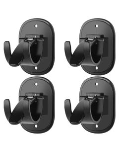 Buy Universal Self Adhesive Curtain Rod Bracket Set of 4, Versatile Plastic Holders for Easy Installation in Bathroom Bedroom Living Room Kitchen, Black Color in Saudi Arabia