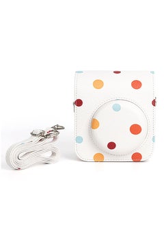 Buy PU Leather Camera Case Compatible with Instax Mini 12 Instant Camera with Adjustable Strap and Pocket Colored Dots Storage Bag in UAE