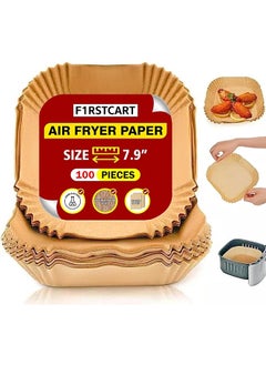 اشتري 100Piece Air Fryer Disposable Paper Liner, Square Nonstick Air Fryer Parchment Paper For Baking Microwave Baking Oilproof, 7.8Inch/20Cm, Round في مصر