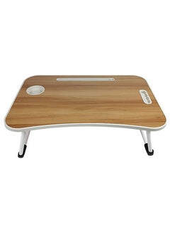 Buy Portable Folding Laptop Table With iPad And Cup Holder 60x40x28cm Brown in Saudi Arabia