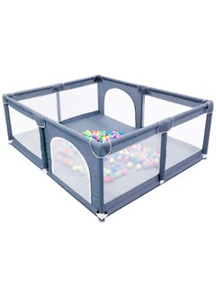 اشتري Baby Playpen 150x180cm قفص روضة كبير جدًا للأطفال الرضع مركز اللعب الآمن للأطفال مع شبكة قابلة للتنفس وباب بسحاب والأطفال الصغار يمنح الأم استراحة باللون الرمادي في السعودية