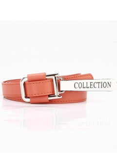 Buy Alloy Button Simple Versatile Casual Women's Punch Free Lazy Jeans Suit Belt 105cm Orange in UAE