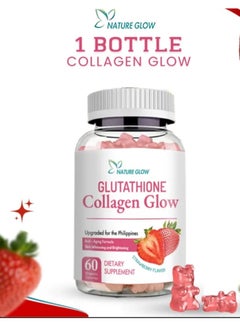 Buy Glow Glutathione Collagen Glow Anti-Aging Whitening Skin Vitamins Gummies Strawberry Flavor in Saudi Arabia