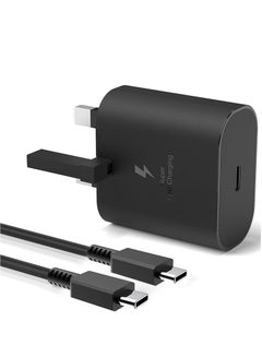 Buy Fast Charger for Samsung Galaxy Charger Head with Charging Cable 25 watts, S23 Ultra S23 Plus S23 S23 S22 Ultra S22 S21 Ultra S21 S21 A54 A53 A52 A32-25W with Type-C Cable in Saudi Arabia