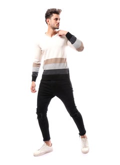 Buy V-Neck Slip ON Patterned Pullover_Multicolour in Egypt