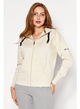 Buy Women Sportswear Fit Brand Logo Training Hoodies, Beige in UAE