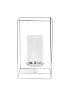 اشتري Prie Pillar Candle Holder, Silver - 20X40 Cm في الامارات