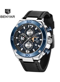 Buy Watches for Men Luxury Quartz Water Resistant Watch Men's Chronograph Genuine Leather Strap in UAE