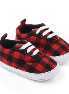 Buy MiniTAQ - Red And Black Check Style Baby Shoes in UAE