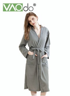 Buy Women's Bathrobe Light Super Absorbent Skin-friendly Home Clothes Nightgown Suitable For All Seasons Dark Grey M (40-60Kg) in UAE