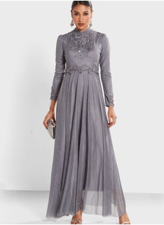 Buy Embroidered Detail Shimmer Dress in Saudi Arabia