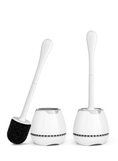 Buy Toilet Brush Set of 2, Durable Bristle Toilet Brush Set for Bathroom Cleaning (White) in UAE