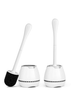 Buy Toilet Brush Set of 2, Durable Bristle Toilet Brush Set for Bathroom Cleaning (White) in UAE