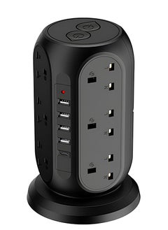 Buy 3M Cord Extension Tower Strip 12 Outlets 4 USB A 1 Type C 2 Switch, Surge Protector Multi Extension Tower Lead Multiplug Socket, Extension Cord with Multiple Plug for Home Office Dorm in UAE