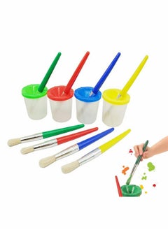 اشتري Water Based Paints Paint Brushes for Children 4 Pieces Spill Proof Paint Cups and Paint Brushes for Kids Assorted Colored Children's Paintbrushes Colored Children's Paintbrushes في السعودية