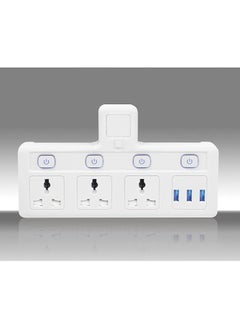 اشتري Power Adapter Multi Plug Extension with USB Extender Wall Charger Socket 3 Way Multiple Electrical Outlet Adaptor Charging Station for Home Office في الامارات