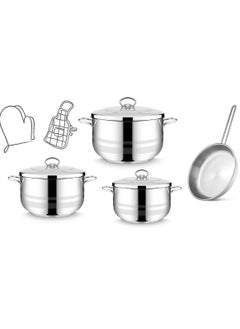 Buy Luxury 10-piece Turkish stainless steel cookware set 18/10 in Saudi Arabia