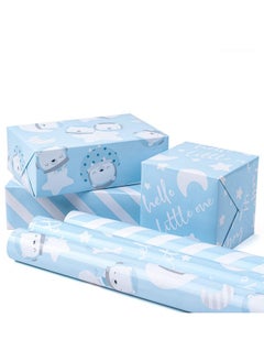 Buy Wrapping Paper Rolls For Baby Shower Birthday Mini Roll 17 Inches X 10 Feet Per Roll Total Of 3 Rolls Baby Boy in Saudi Arabia