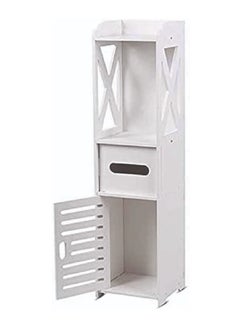 Buy Corner Storage Floor Bathroom Cabinet With Door And Shelve White in UAE