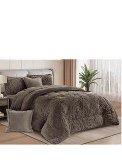 Buy Winter Double Bedspread Quilt Set Made of Soft Velvet and Luxurious Fur, Size 230*250 cm in Saudi Arabia