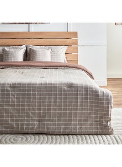 اشتري Lugano Checked Woven 5-Piece King Comforter Set 240 x 220 cm في الامارات