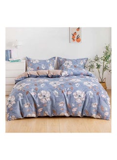 Buy 4-Piece Single Size Duvet Cover Set Microfibre Horizon 1 Duvet Cover 160x210 cm; 1 Fitted Sheet 120x200x25 cm; 2 Pillow Cover 48x74cm Multicolor in UAE