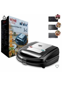 Buy Home Gold 3 in 1 Waffle Maker and Sandwich Maker, Donut Plate, Non-Stick Coating, Easy to Clean, Fast Heating, 750W Power_ Rapid heating feature brings the device to a high temperature quickly Built-in LED light indicates when the waffle maker is hot and ready to use Heat-resistant plastic body makes it safe to use and easy to clean_ 1 Year Warranty in Egypt