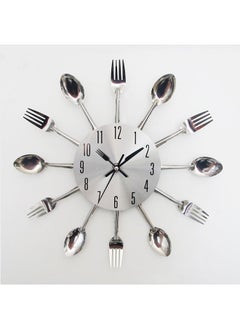 اشتري Cutlery Pattern Analog Wall Clock Silver 32 x 32cm في السعودية